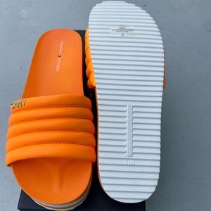 Tommy Hilfiger Bright Orange Slides~Size 7 1/2
